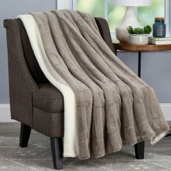 Promo ⌛ Lavish Home Jacquard Faux Rabbit Fur 60 In. X 70 In. Throw Blanket ✔️ -Ella Jayne shop unnamed file 1184