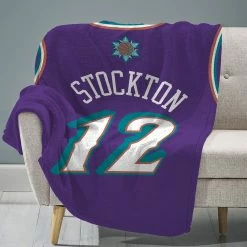 New ???? NBA Sleep Squad Utah Jazz John Stockton Jersey Raschel Plush Blanket ????