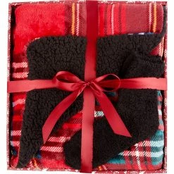 Deals ⌛ Northpoint Plaid Tartan Sherpa Throw Blanket With ???? Socks ????