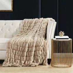 Top 10 ???? Badgley Mischka Ruched Faux Rabbit Fur 50 X 70 In. Throw In Gift Box ????