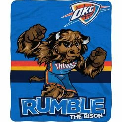 Deals ???? NBA Sleep Squad Oklahoma City Thunder Rumble The Bison Raschel Plush Blanket ????