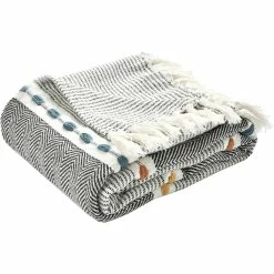 Top 10 ???? Lush Decor Herringbone Stripe Yarn Dyed Cotton Woven Tassel Throw ????