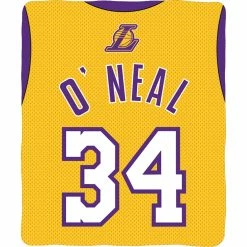 Wholesale ???? NBA Sleep Squad Los Angeles Lakers Shaquille O'Neal Jersey Raschel Plush Blanket ????