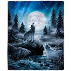 Cheapest ???? Lavish Home Sherpa Howling Wolf Fleece Blanket ????