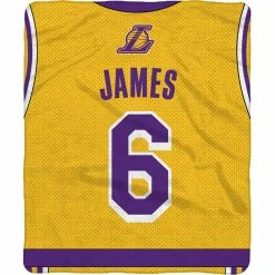 Coupon ⭐ NBA Sleep Squad Los Angeles Lakers LeBron James Jersey Raschel Plush Blanket ????