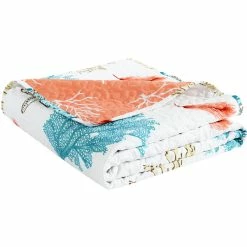 Top 10 ???? Lush Decor Coastal Reef Feather Throw Blue/Coral Single 50 X 60 ????