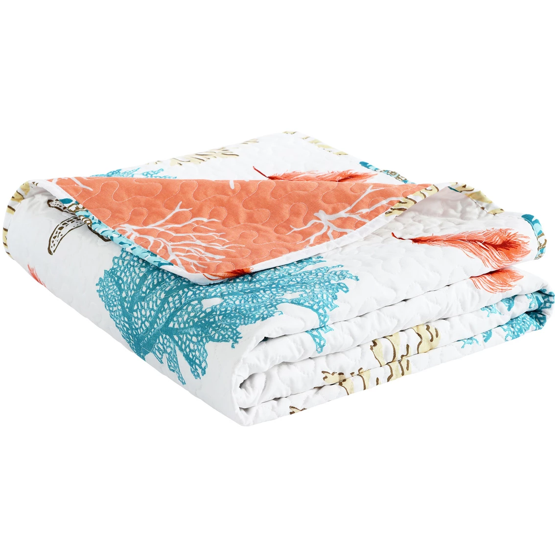 Top 10 ???? Lush Decor Coastal Reef Feather Throw Blue/Coral Single 50 X 60 ???? 3 Top 10 ???? Lush Decor Coastal Reef Feather Throw Blue/Coral Single 50 X 60 ????