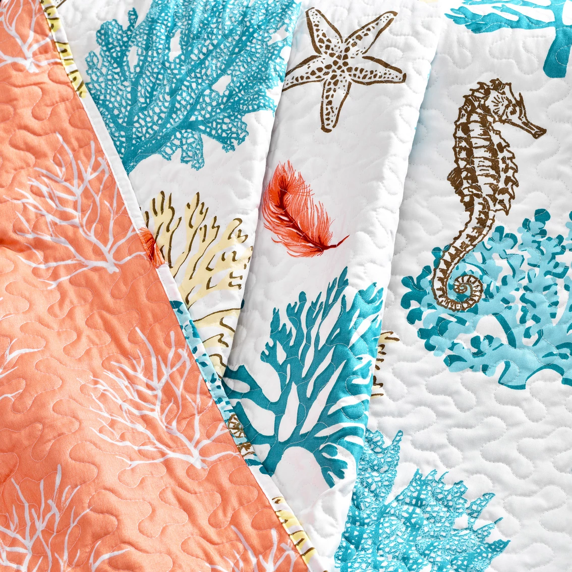 Top 10 ???? Lush Decor Coastal Reef Feather Throw Blue/Coral Single 50 X 60 ???? 6 Top 10 ???? Lush Decor Coastal Reef Feather Throw Blue/Coral Single 50 X 60 ???? - Image 4