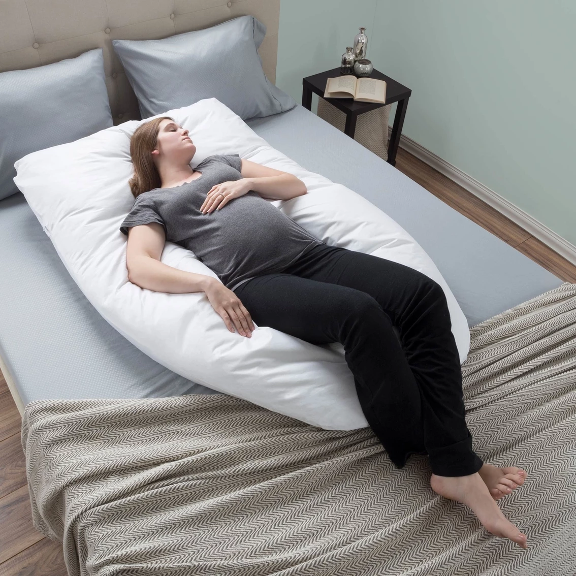 Discount ???? Lavish Home Bluestone Full Body Maternity Pillow With Contoured U-Shape ⌛ 4 Discount ???? Lavish Home Bluestone Full Body Maternity Pillow With Contoured U-Shape ⌛ - Image 2