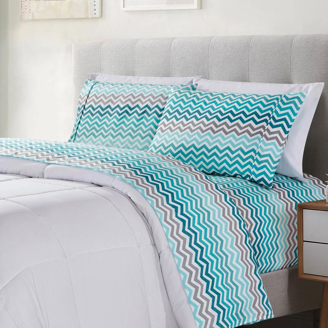 Best Pirce ???? Bibb Home Printed Microfiber Sheet Set 4 Pc. ???? 9 Best Pirce ???? Bibb Home Printed Microfiber Sheet Set 4 Pc. ???? - Image 7