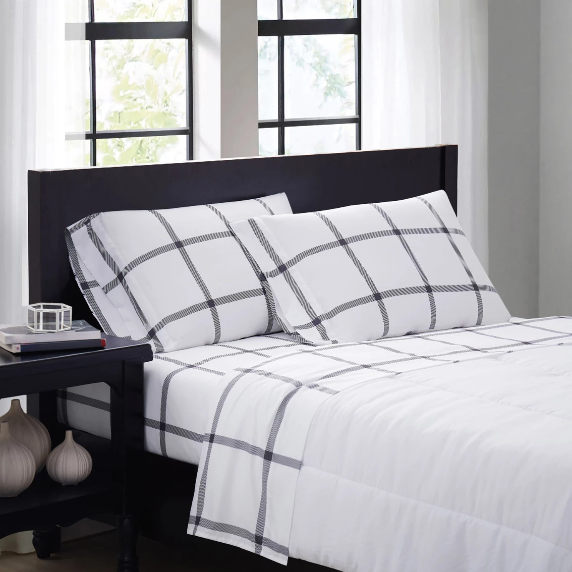Best Sale ???? Truly Soft Printed Windowpane Sheet Set ???? 3 Best Sale ???? Truly Soft Printed Windowpane Sheet Set ????